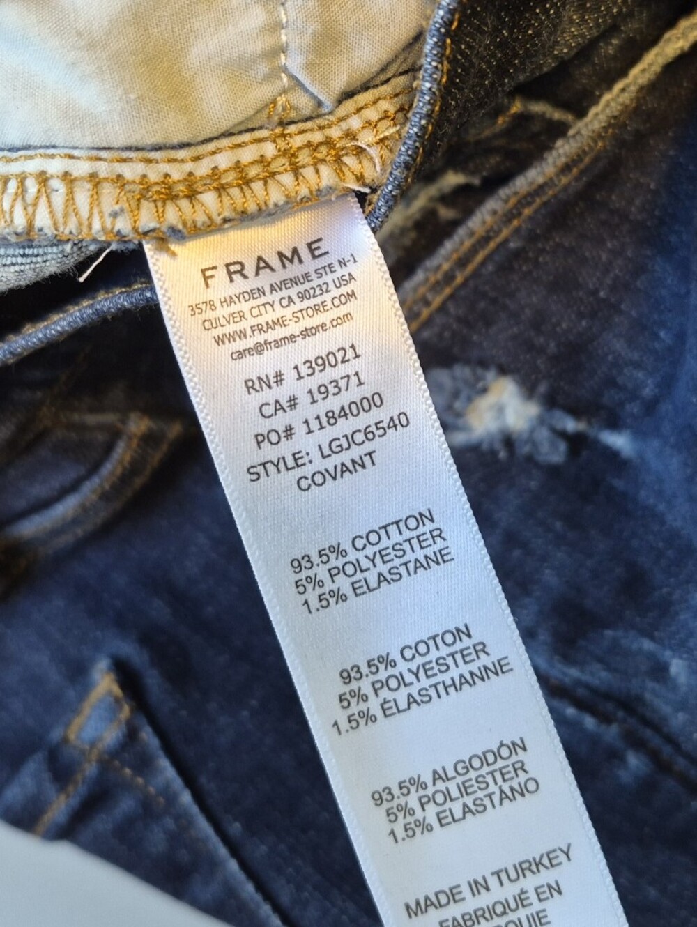Frame Le Garcon Crop Jeans Released Hem Covant Dark Blue Straight Ankle Sz 28 - Picture 14 of 14